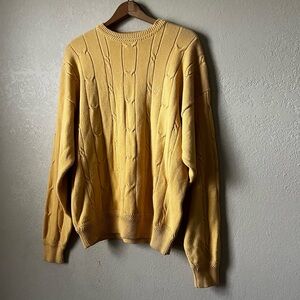 Vintage Yellow Cable Knit Sweater 100% Cotton